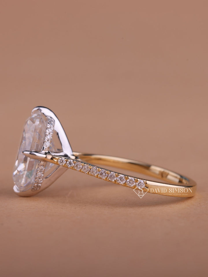 4.0CT-6.0CT Cushion Cut Moissanite Diamond Hidden Halo Engagement Ring