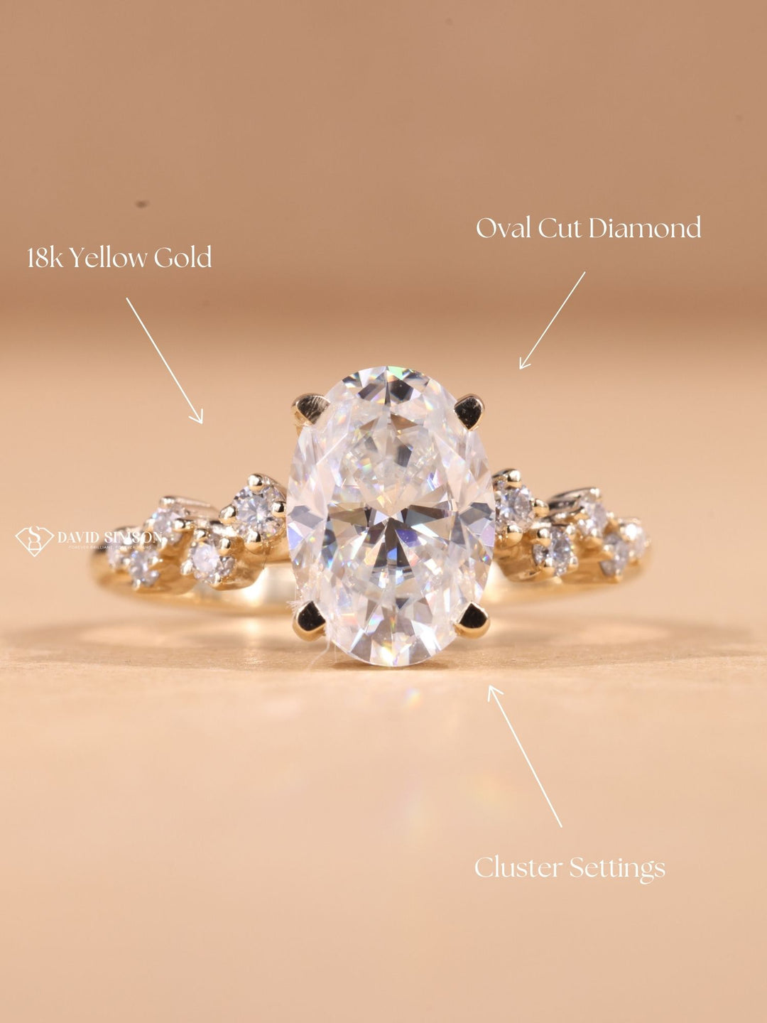 3.0CT-4.0CT Oval Cut Diamond Moissanite Zig Zag Pave Engagement Ring