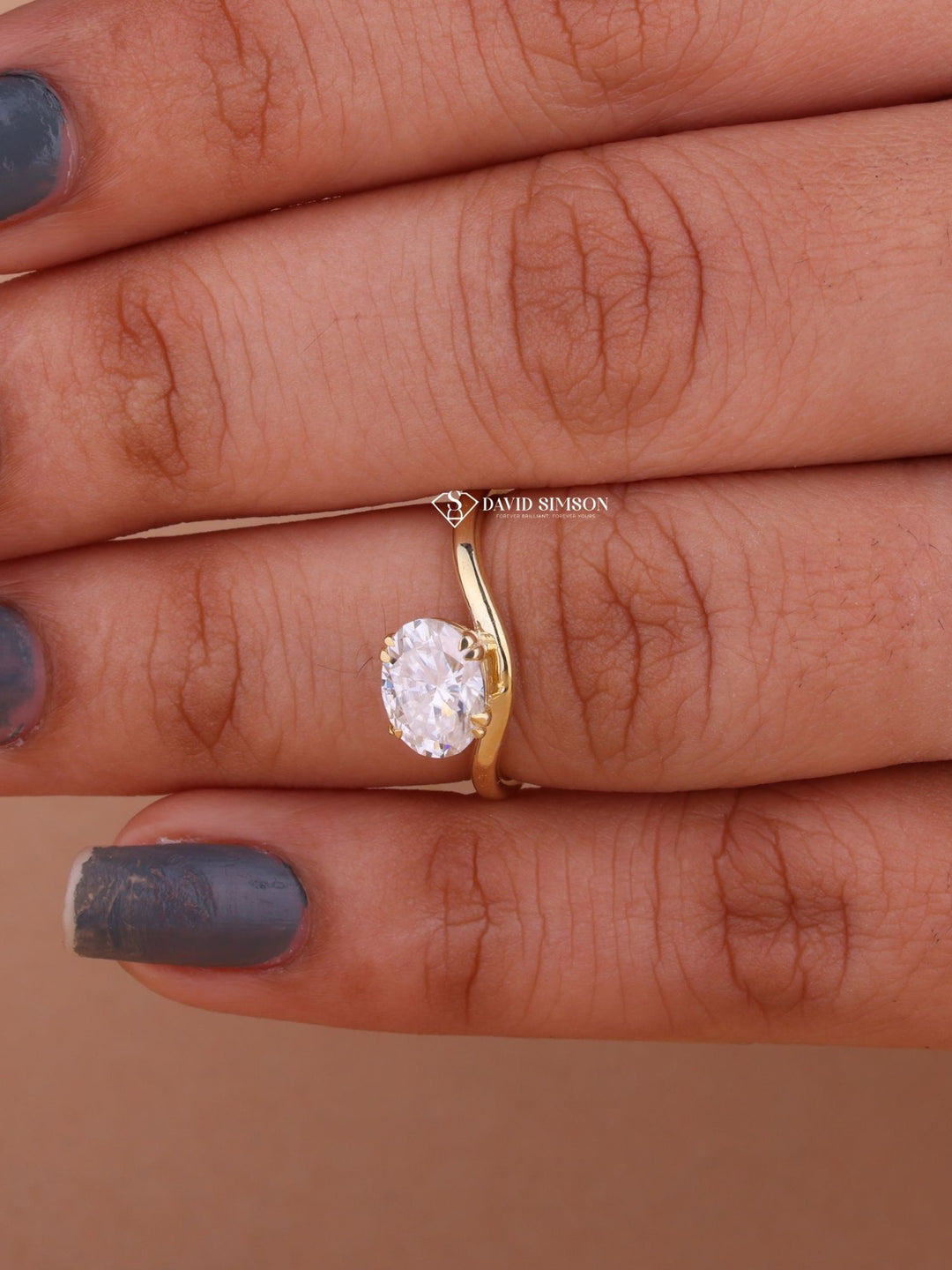 2.50CT-3.50CT Oval Cut Moissanite Diamond Unique Wave Engagement Ring