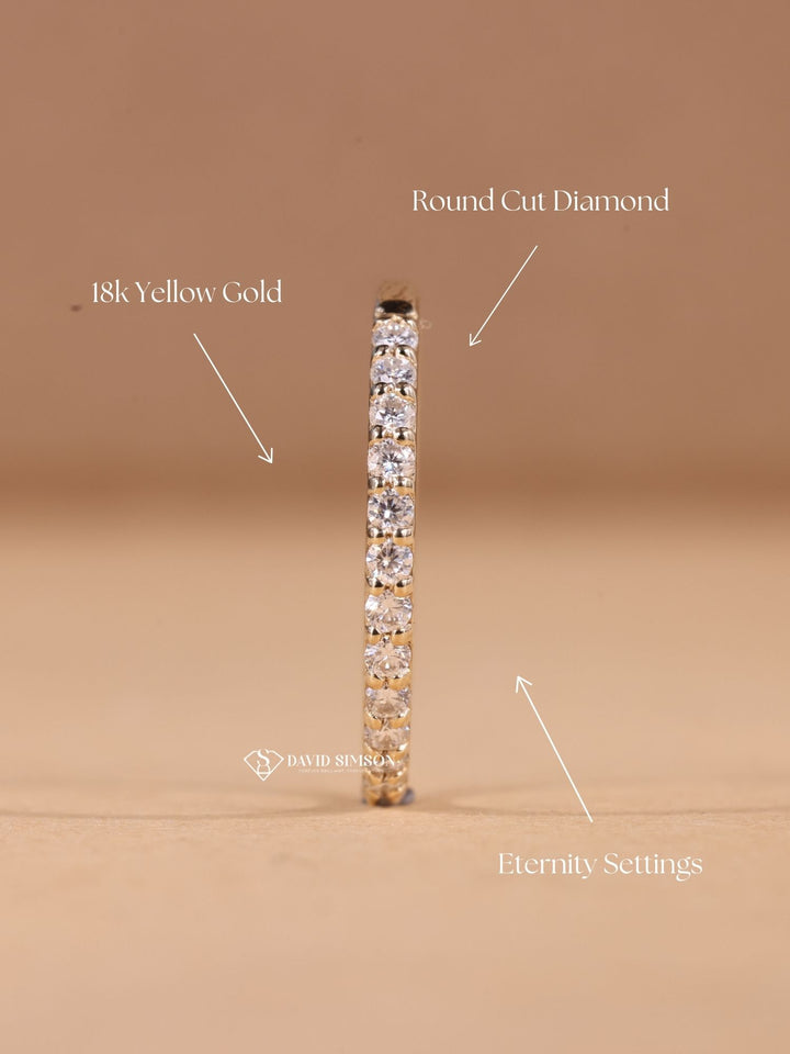 Round Cut Moissanite Diamond Stacking Half Eternity Wedding Band