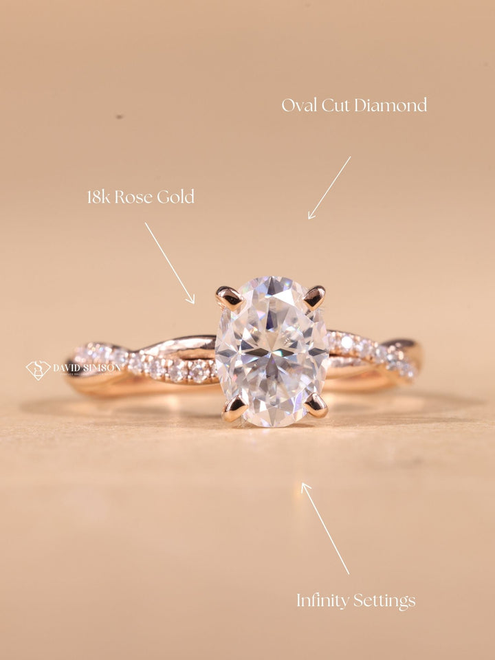 2.0CT-3.0CT Oval Cut Moissanite Infinity Diamond Engagement Ring