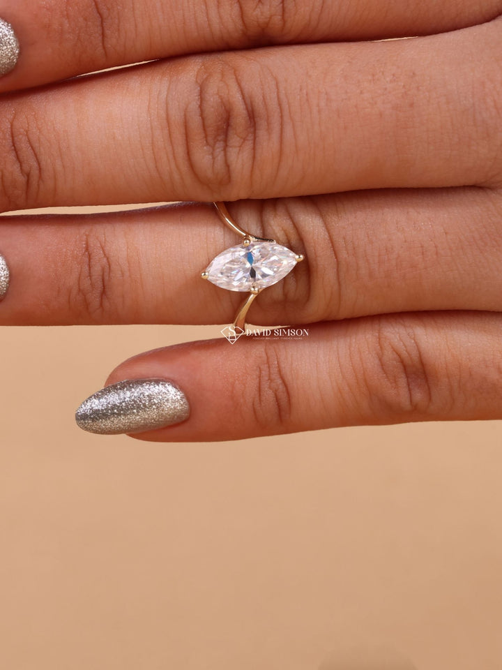 3.0CT-4.0CT Marquise Cut Moissanite Diamond Unique Engagement Ring for Her