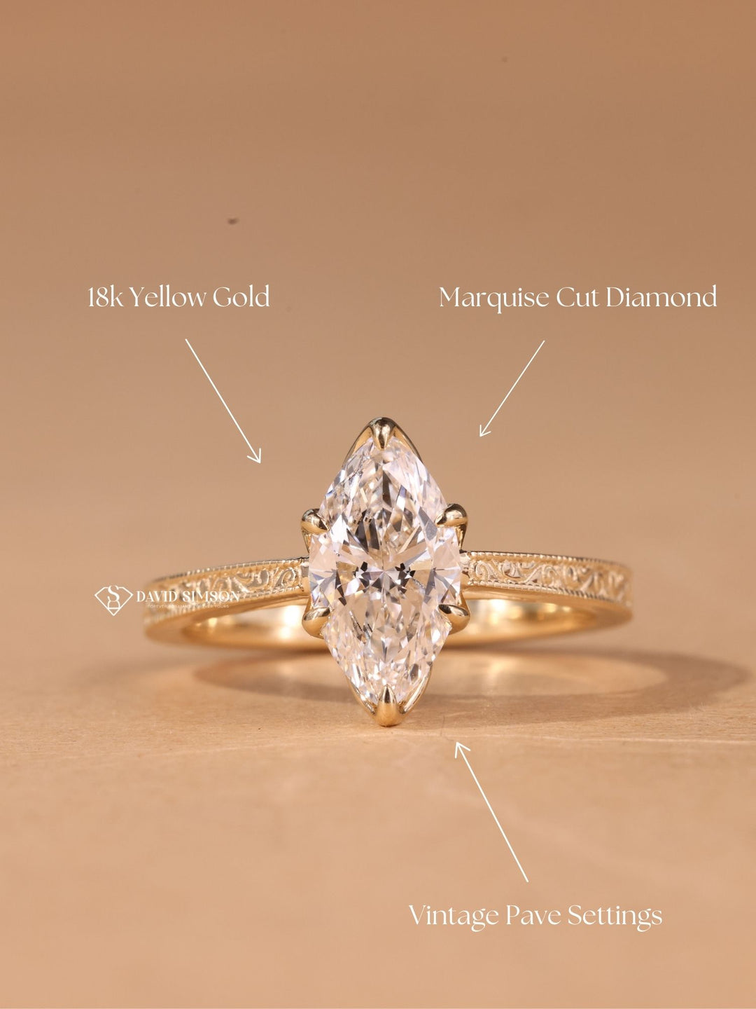 2.50CT-3.50CT Marquise Cut Moissanite Diamond Vintage Pave Engagement Ring