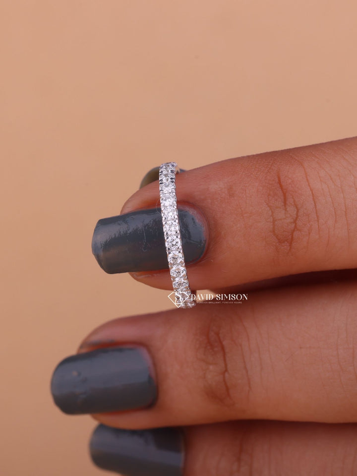 Round Cut Moissanite Half Eternity Diamond Wedding Band