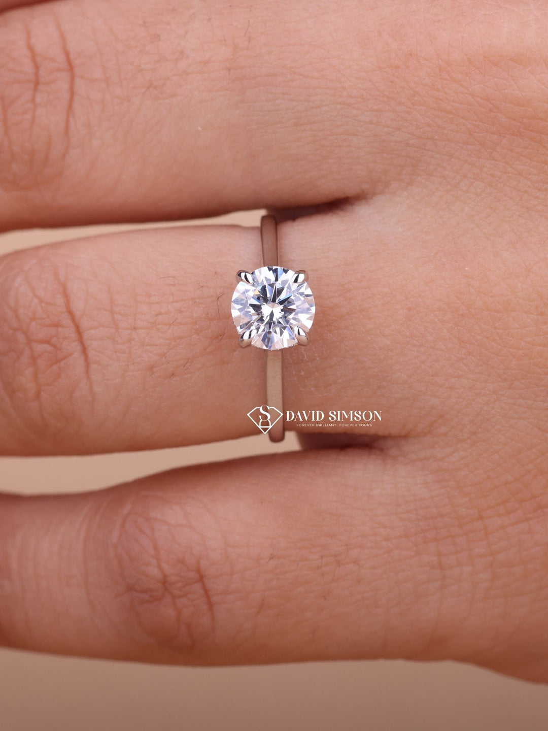 1.0CT-3.0CT Round Cut Moissanite Diamond Bridge Set Engagement Ring