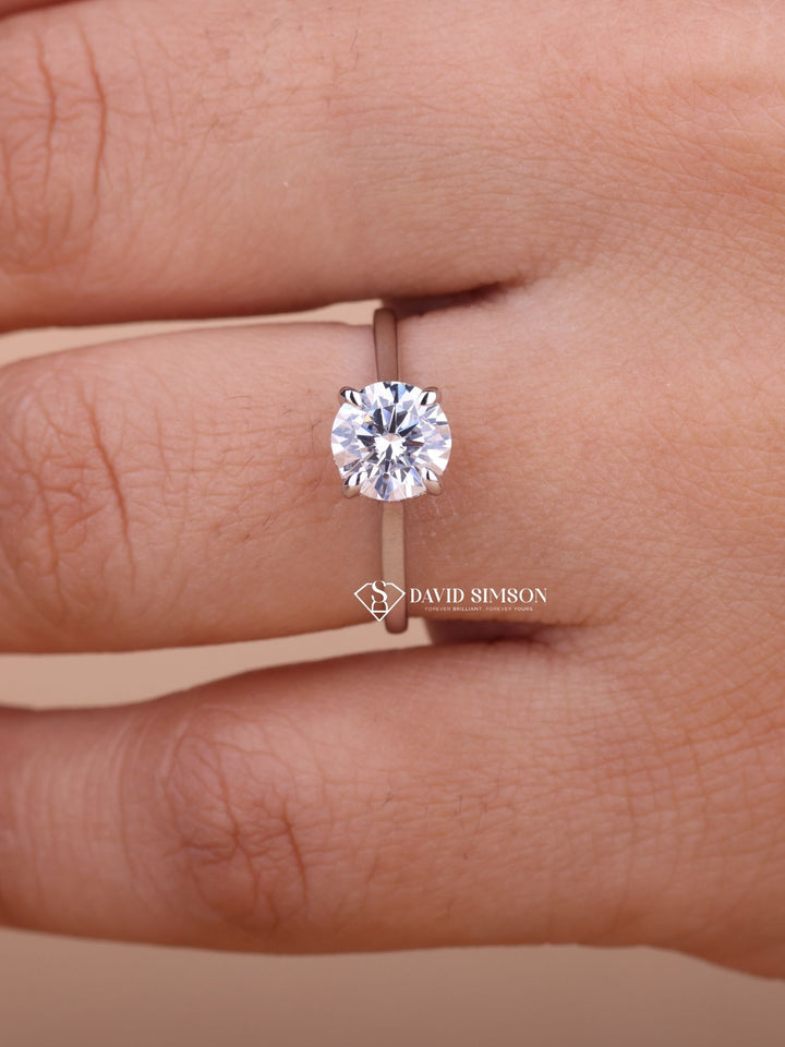 1.0CT-3.0CT Round Cut Moissanite Diamond Bridge Set Engagement Ring