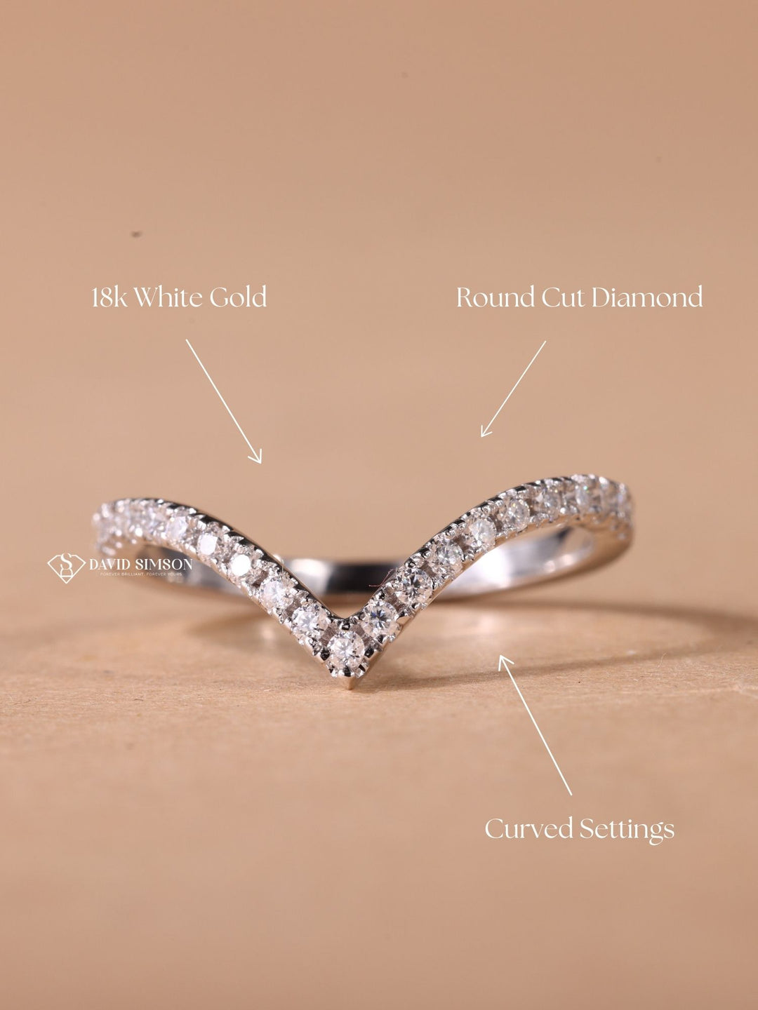 Round Cut Moissanite Diamond Curved Wedding Band