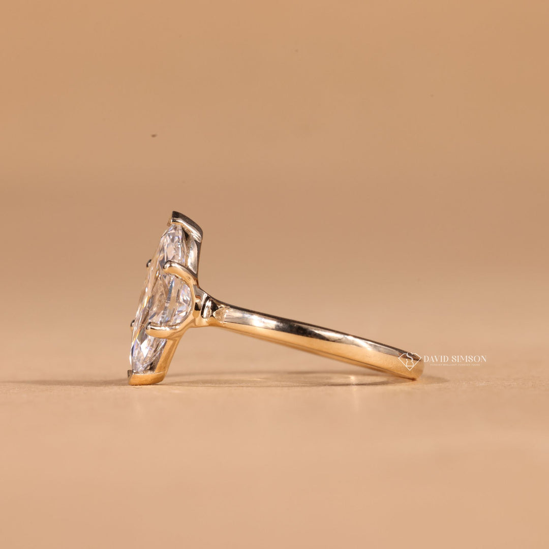 Rose Gold Engagement Ring, Conflict Free Moissanite, Sustainable Bridal Jewelry, Ethical Engagement Ring, Handmade Moissanite Ring, Dainty Marquise Ring, Minimalist Solitaire Ring, Classic Engagement Ring,