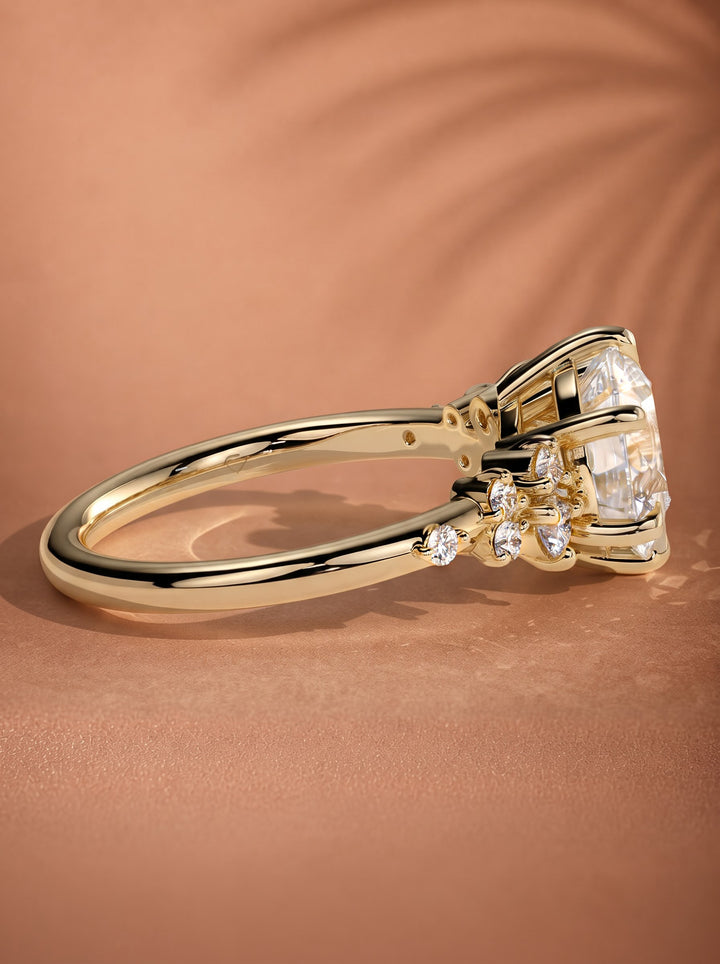 2.0CT-3.0CT Round Lab Grown Diamond Cluster Engagement Ring