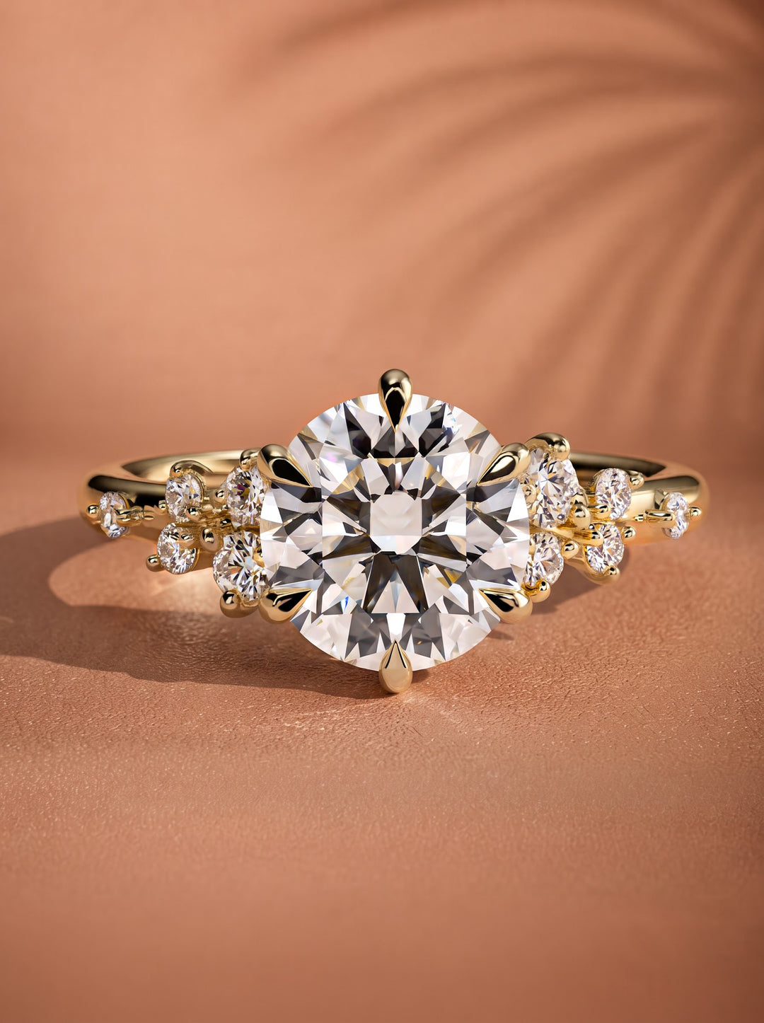 2.0CT-3.0CT Round Lab Grown Diamond Cluster Engagement Ring