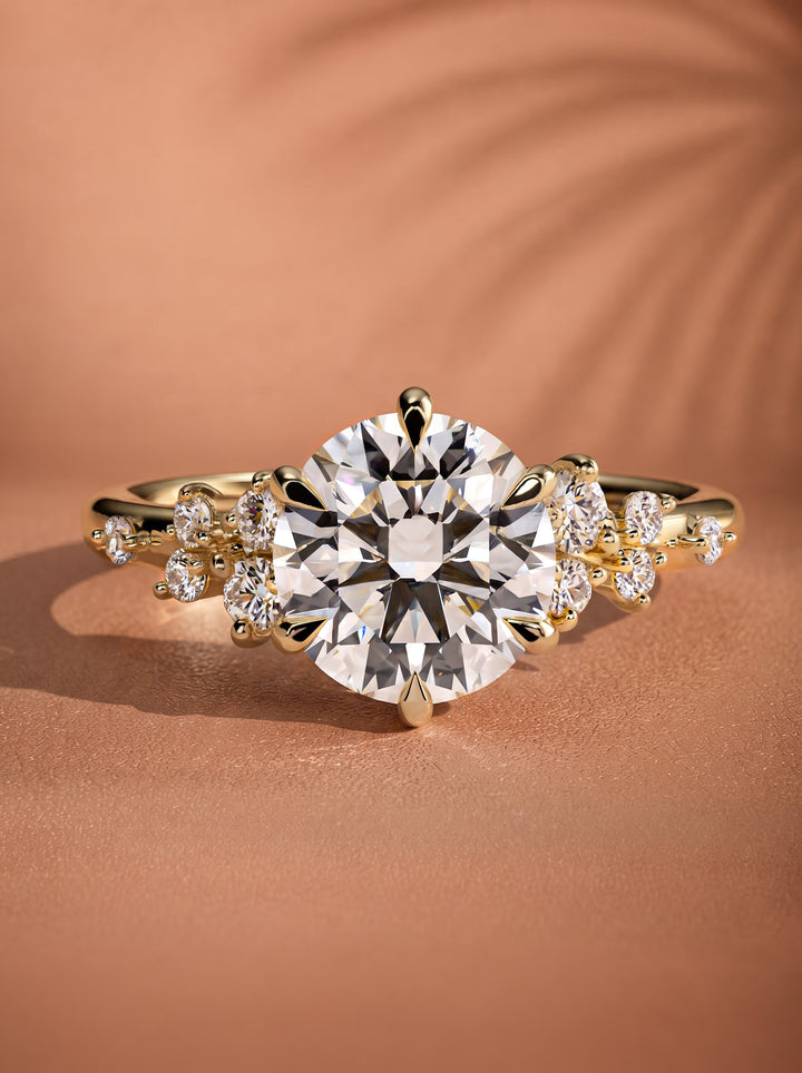 2.0CT-3.0CT Round Lab Grown Diamond Cluster Engagement Ring