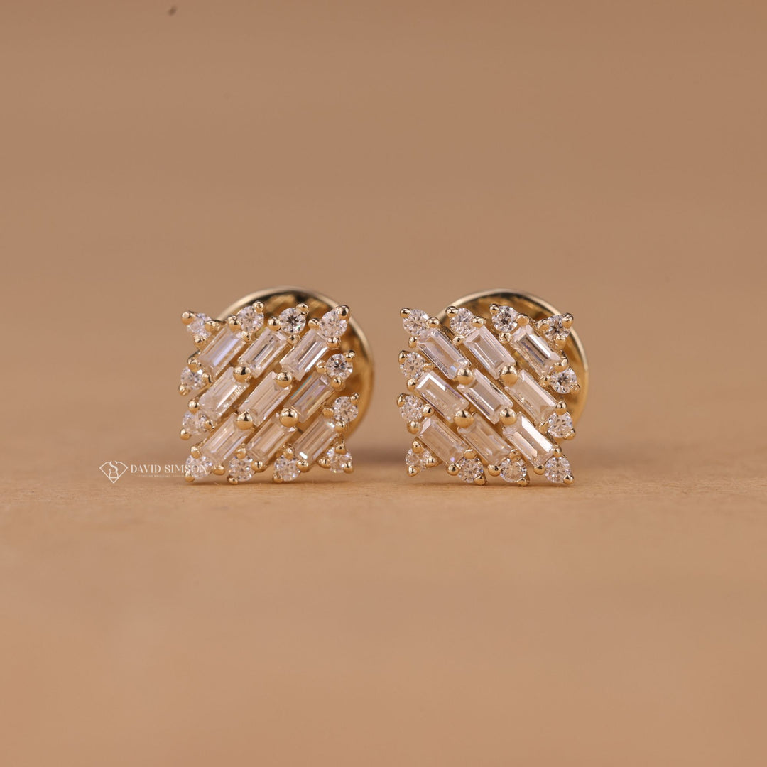 High Refractive Sparkle
Minimalist Cluster Studs
14k Moissanite Studs
Round Moissanite Jewelry
Baguette Cut Earrings
