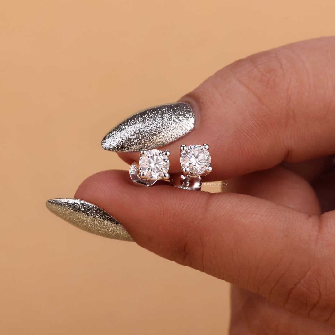Round Moissanite Studs, White Gold Earrings, Diamond Stud Earrings, Moissanite Jewelry, Lab Grown Diamonds, 