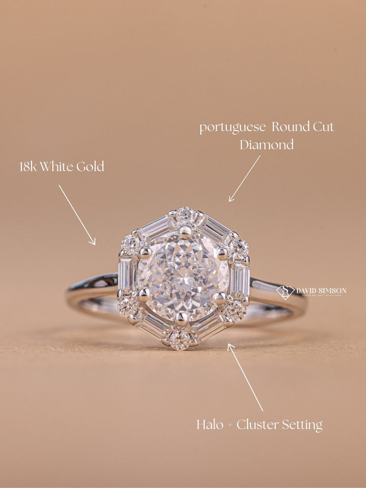 Round handcrafted diamond engagement ring, Round certified diamond engagement ring, Round vintage diamond engagement ring, Round antique diamond engagement ring, Round modern diamond engagement ring, Round traditional diamond engagement ring, Round halo diamond engagement ring, Round halo diamond engagement ring, 