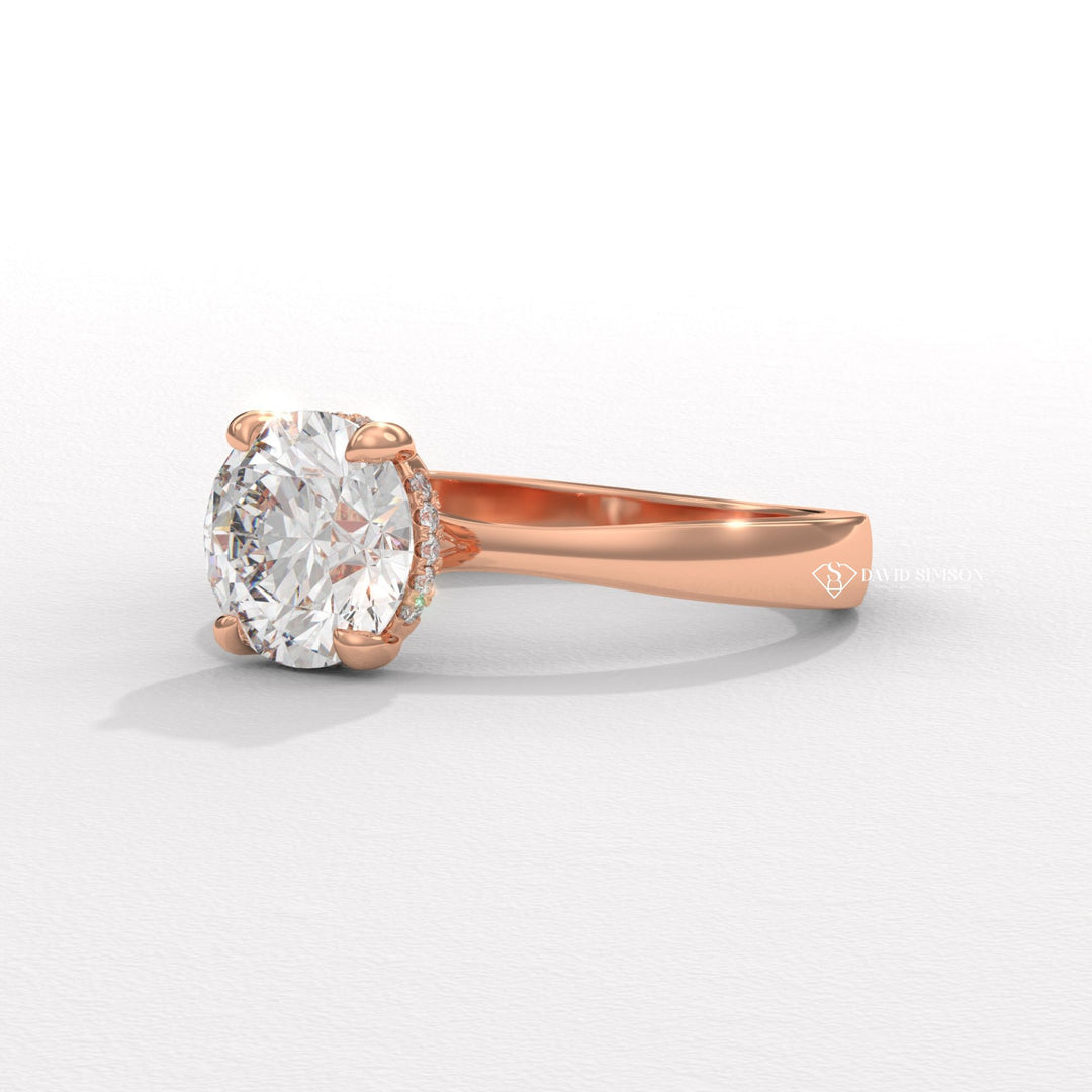 Round solitaire diamond engagement ring, Round unique diamond engagement ring, Round custom diamond engagement ring, Round affordable diamond engagement ring