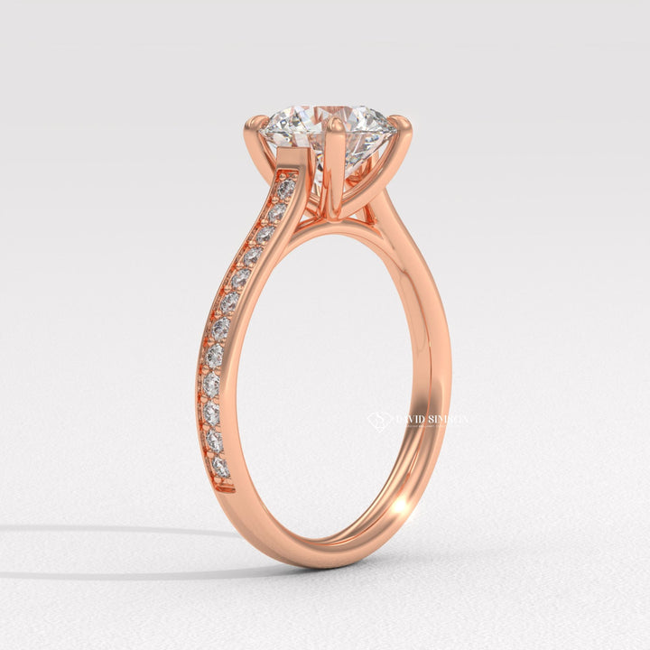 Round designer diamond engagement ring, Round handcrafted diamond engagement ring, Round certified diamond engagement ring, Round vintage diamond engagement ring