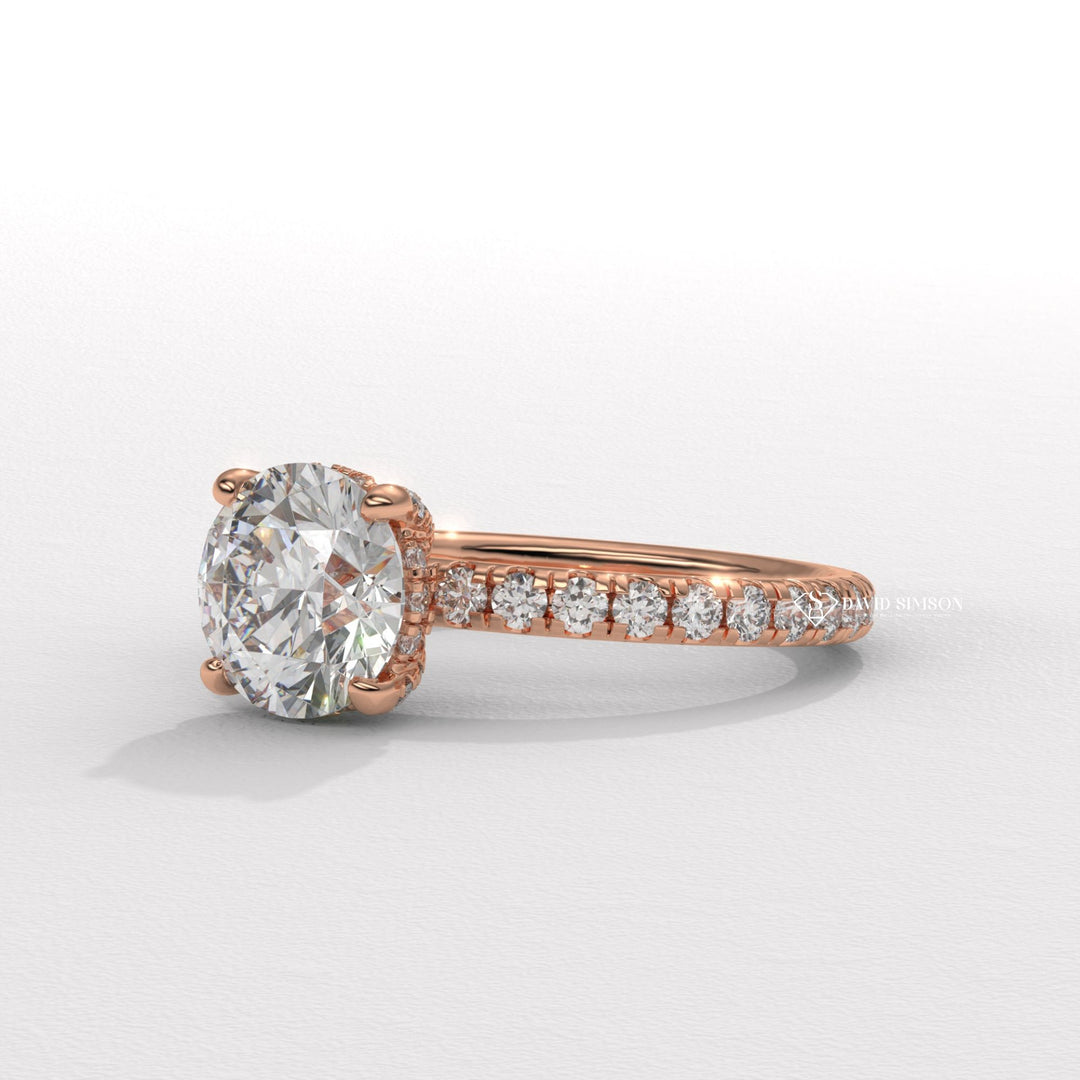 Round top-rated diamond engagement ring, Round handmade diamond engagement ring, Round customized diamond engagement ring, Round made-to-order diamond engagement ring, 