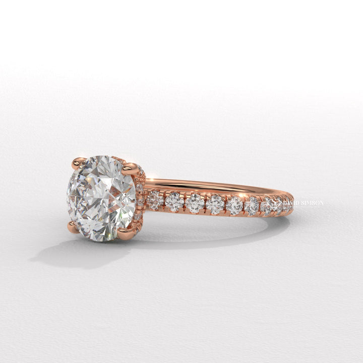 Round top-rated diamond engagement ring, Round handmade diamond engagement ring, Round customized diamond engagement ring, Round made-to-order diamond engagement ring, 