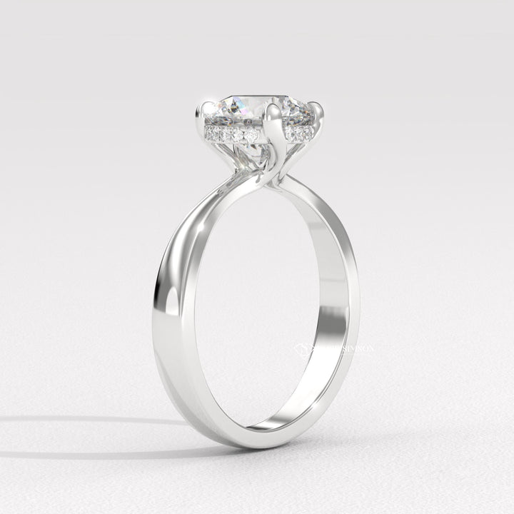 Round personalized diamond engagement ring, Round exclusive diamond engagement ring, Round engraved diamond engagement ring, Round affordable luxury diamond engagement ring