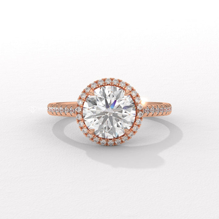 Round halo diamond engagement ring, Round halo diamond engagement ring, Round brilliant cut diamond engagement ring, Round ideal cut diamond engagement ring, Round excellent cut diamond engagement ring
