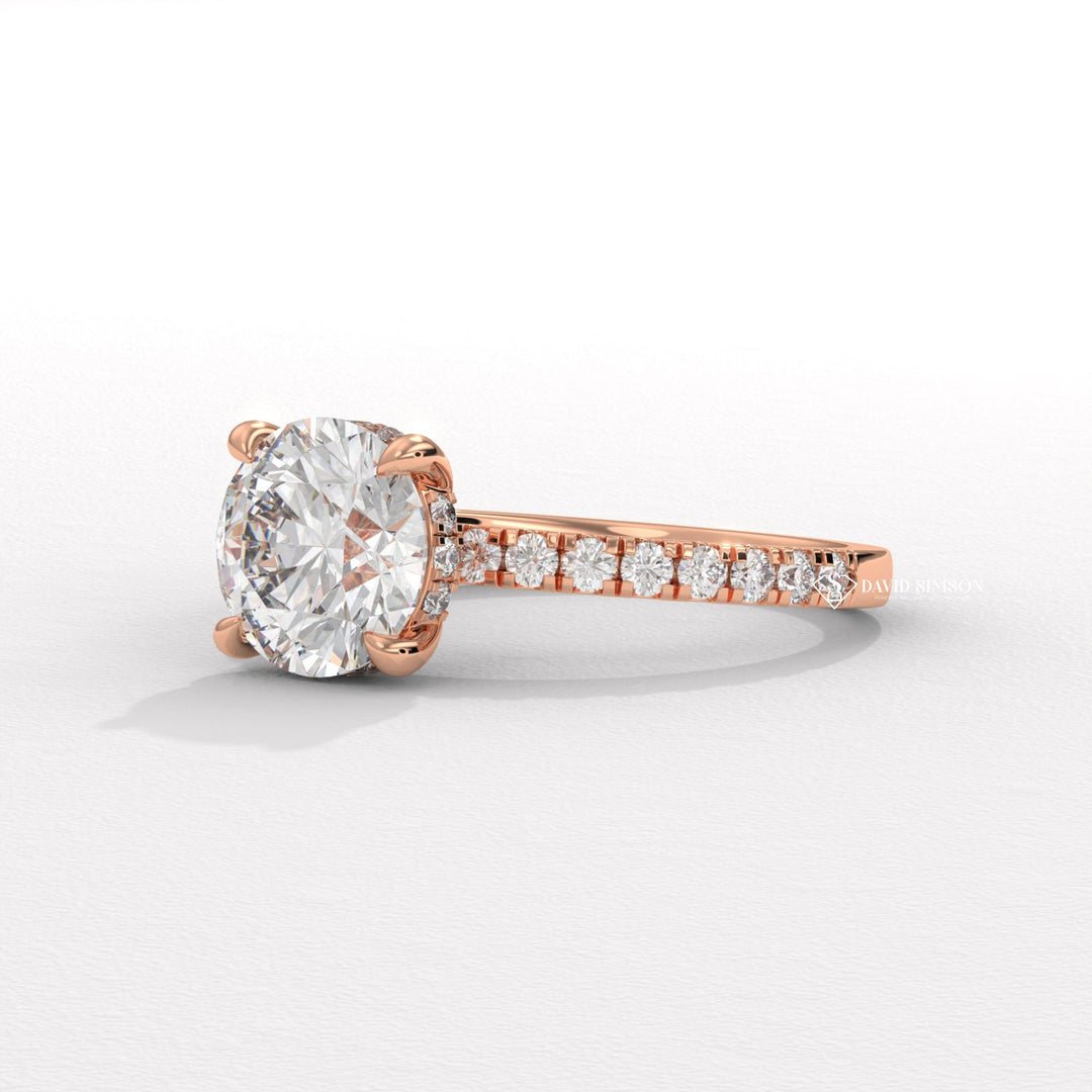 Round designer diamond engagement ring, Round handcrafted diamond engagement ring, Round certified diamond engagement ring, Round vintage diamond engagement ring