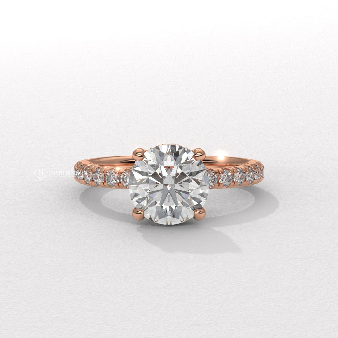 Round personalized diamond engagement ring, Round exclusive diamond engagement ring, Round engraved diamond engagement ring,