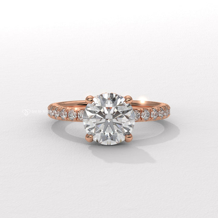 Round personalized diamond engagement ring, Round exclusive diamond engagement ring, Round engraved diamond engagement ring,