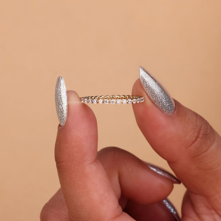 Round Cut Moissanite Diamond Floating Bubble Eternity Wedding Band