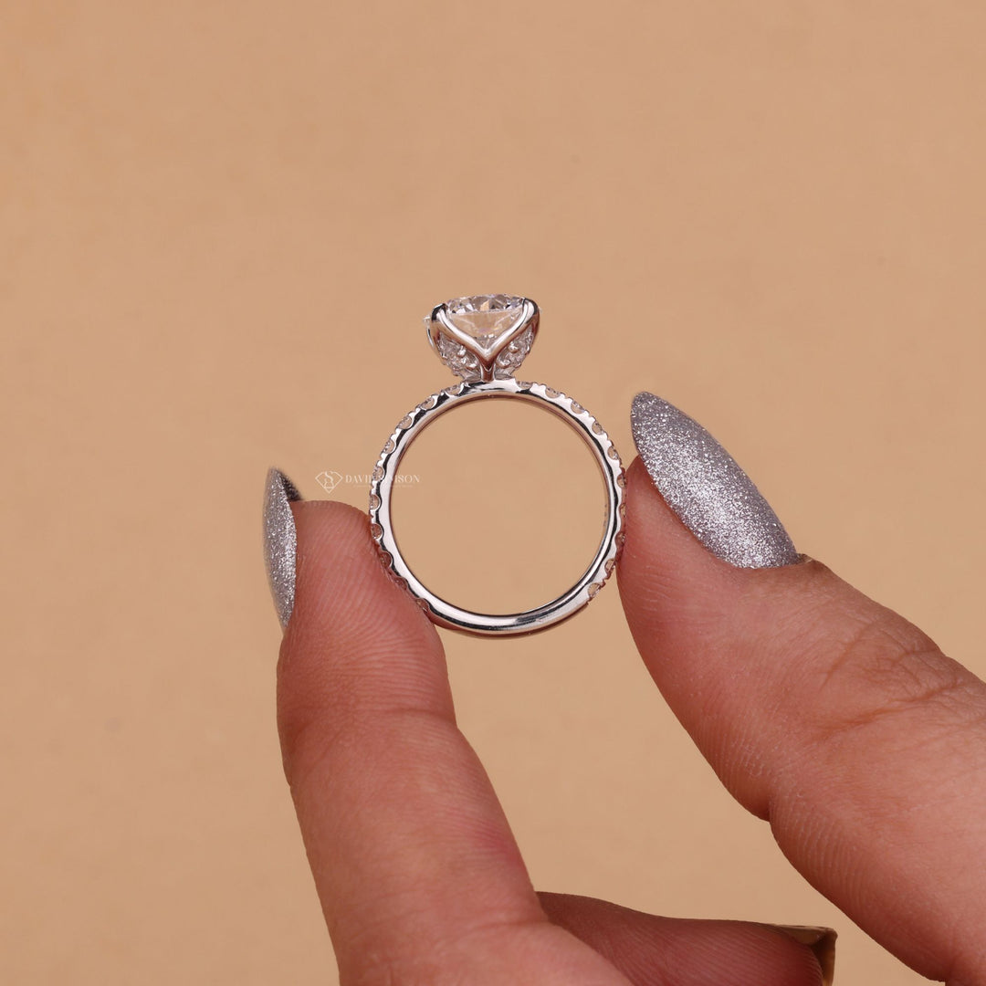 2.50CT-3.50CT Round Cut Moissanite Diamond Unique Tulip Style Engagement Ring