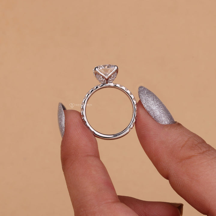 2.50CT-3.50CT Round Cut Moissanite Diamond Unique Tulip Style Engagement Ring