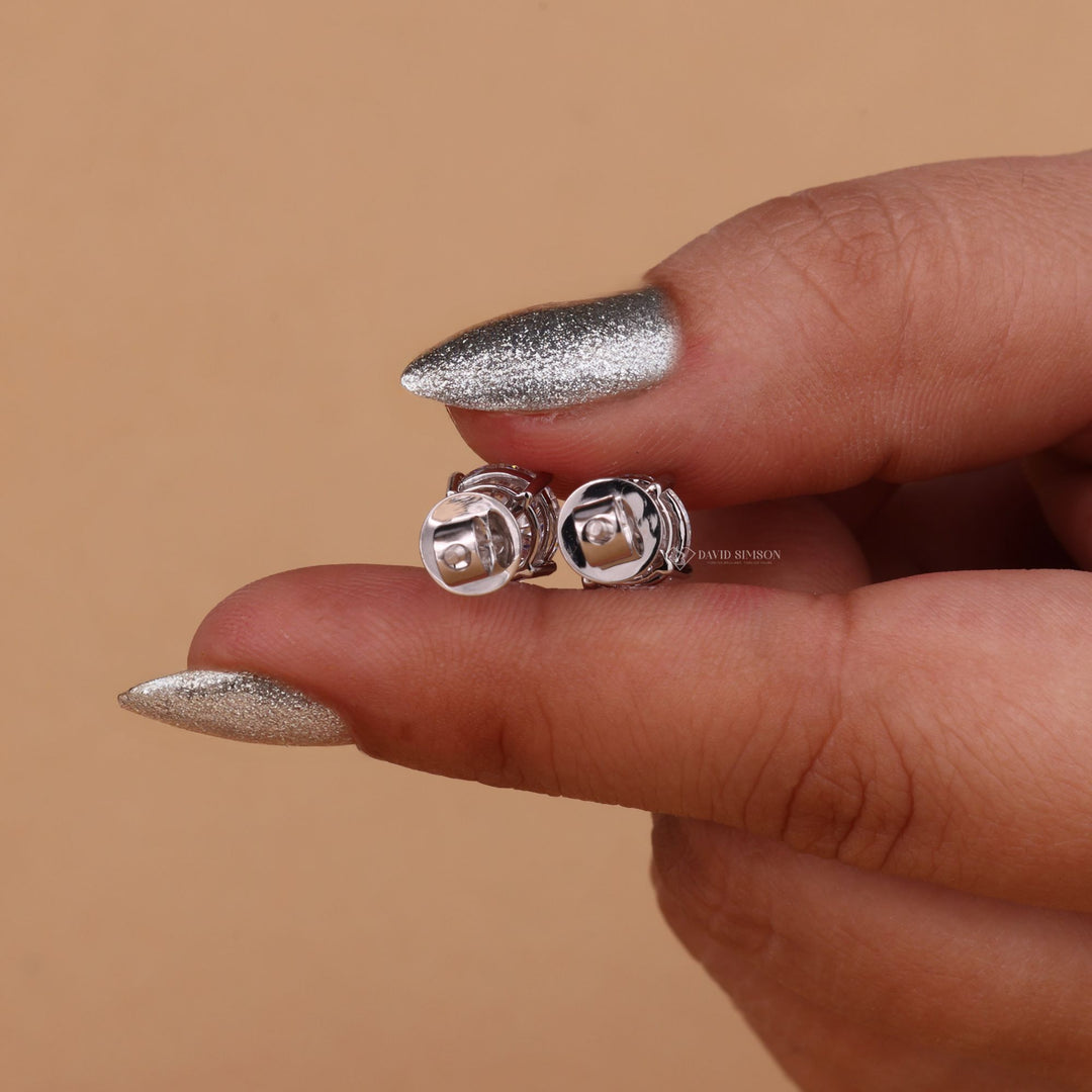 Round Moissanite Diamond Studs Earrings for Women