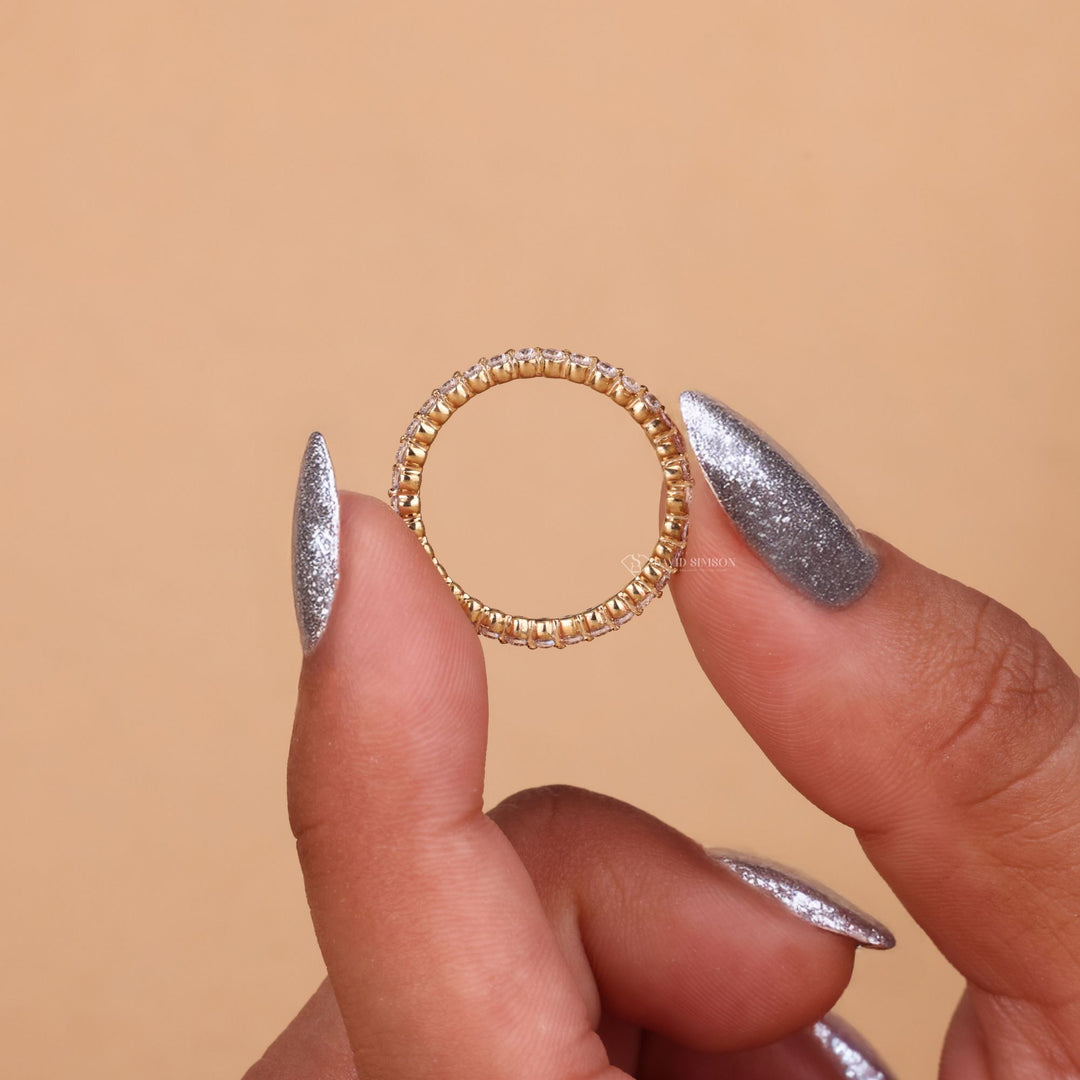 Round Cut Moissanite Diamond Floating Bubble Eternity Wedding Band