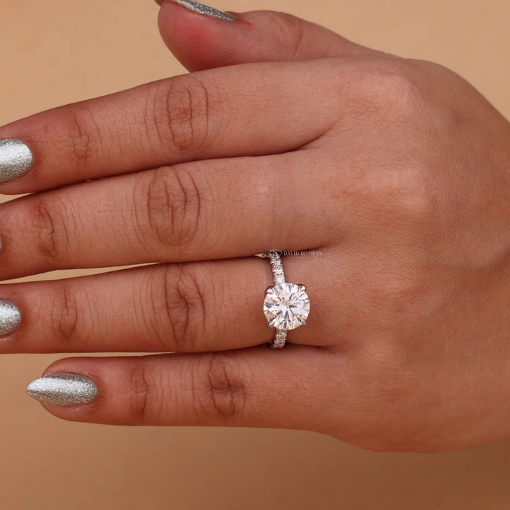 2.50CT-3.50CT Round Cut Moissanite Diamond Unique Tulip Style Engagement Ring