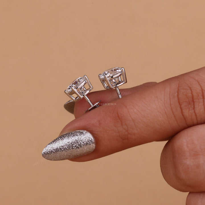 Round Moissanite Diamond Studs Earrings for Women