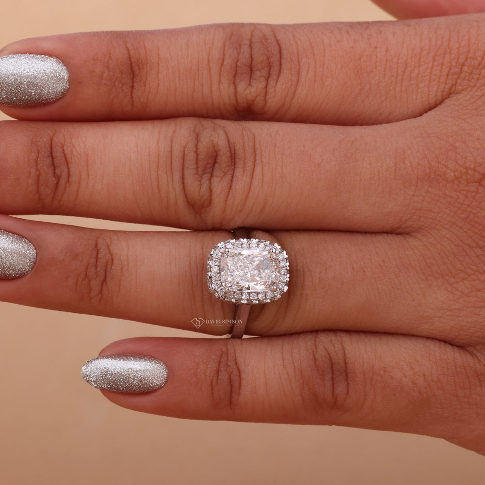 Hidden Halo Cushion Ring
Anniversary Gift for Wife

