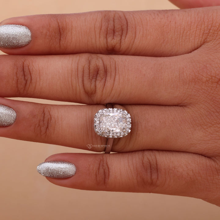 Hidden Halo Cushion Ring
Anniversary Gift for Wife
