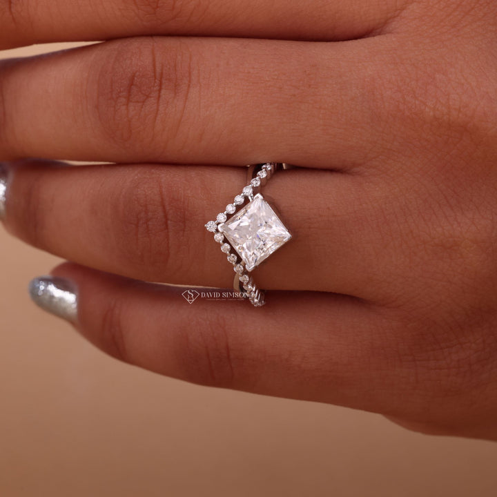 1.50CT-2.50CT Princess Cut Moissanite Unique Infinity Diamond Engagement Ring