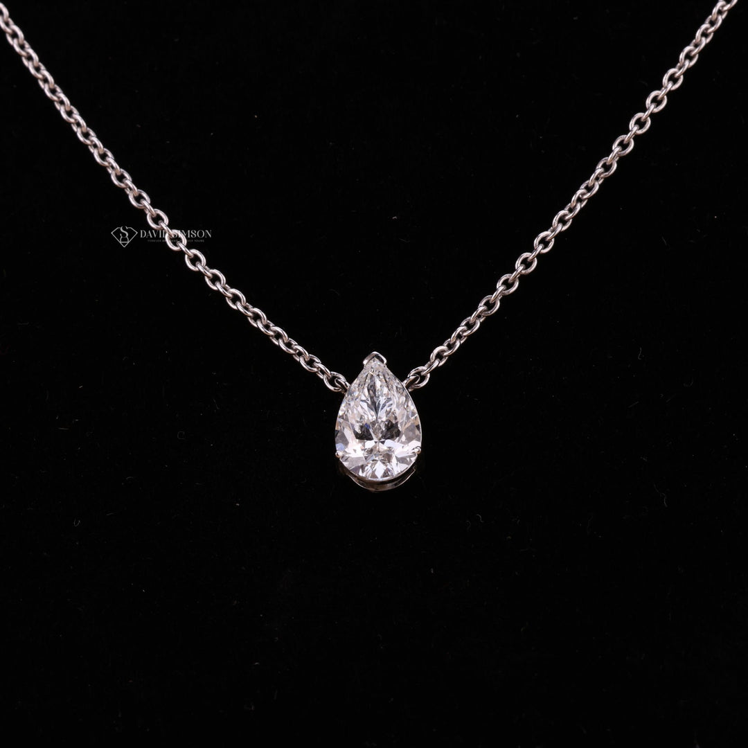 Solitaire Pear Cut Wedding Pendant Necklace