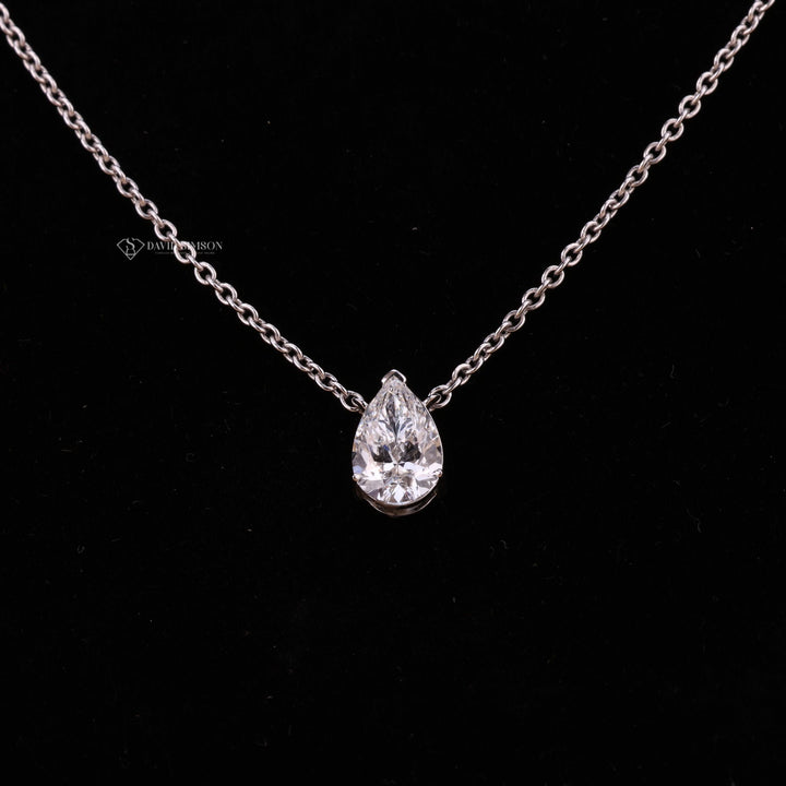 Solitaire Pear Cut Wedding Pendant Necklace
