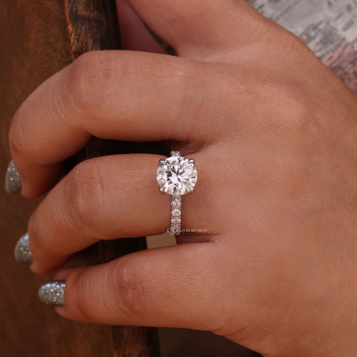 2.50CT-3.50CT Round Cut Moissanite Diamond Unique Tulip Style Engagement Ring
