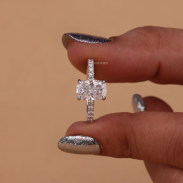 1.50CT-2.50CT Cushion Cut Hidden Halo Moissanite Diamond Engagement Ring