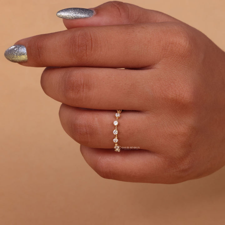 Round Cut Moissanite Diamond Petite Wedding Band