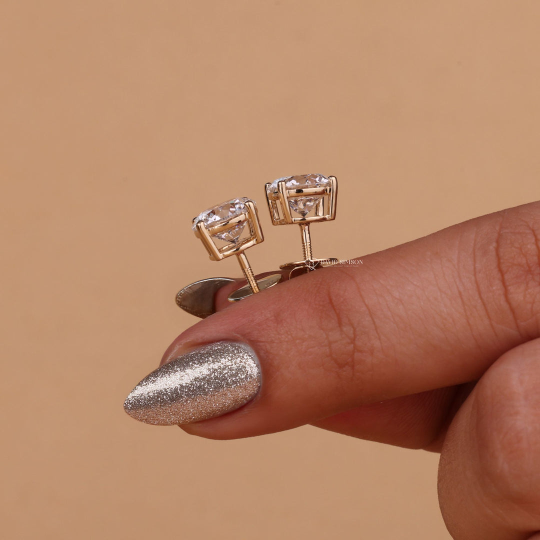 Round Moissanite Studs Diamond Earrings for Women