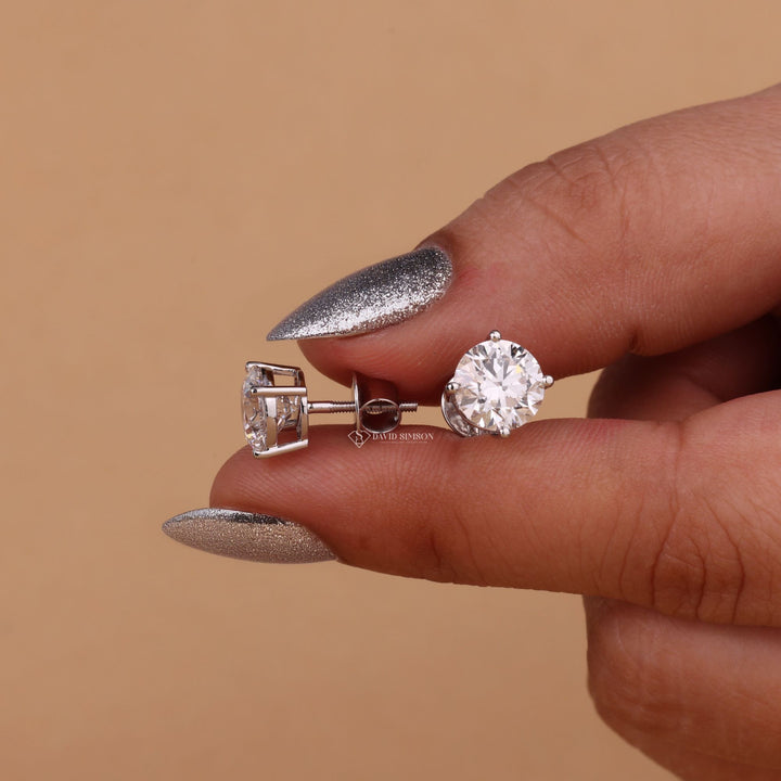 Round Moissanite Diamond Studs Earrings for Women