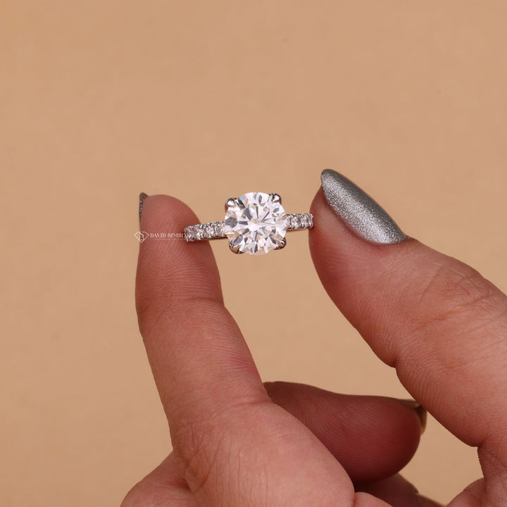 2.50CT-3.50CT Round Cut Moissanite Diamond Unique Tulip Style Engagement Ring