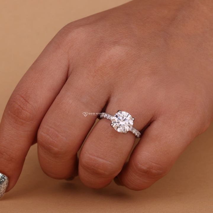 2.50CT-3.50CT Round Cut Moissanite Diamond Unique Tulip Style Engagement Ring