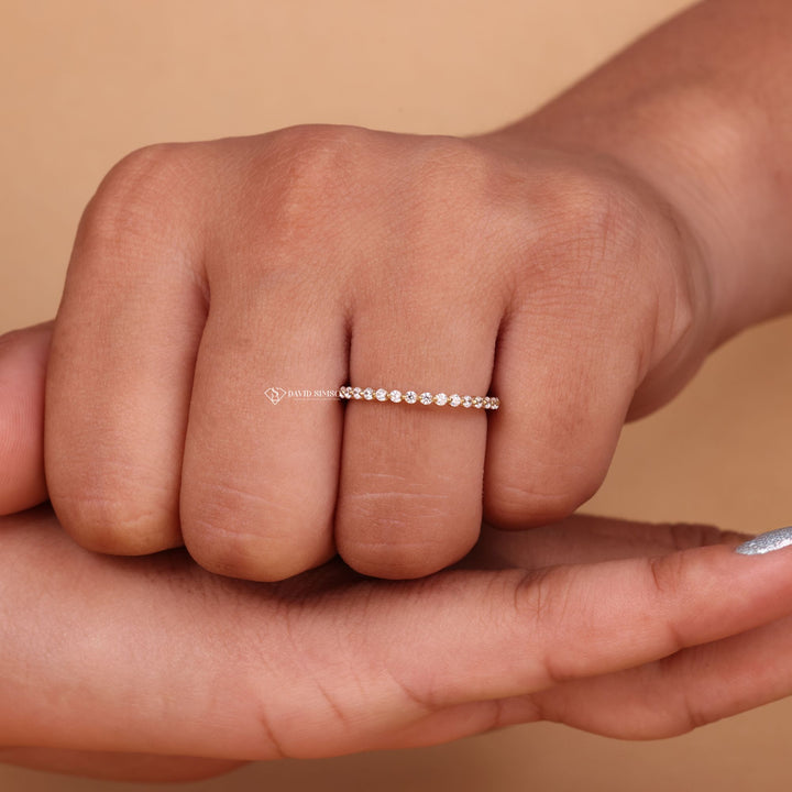 Round Cut Moissanite Diamond Floating Bubble Eternity Wedding Band