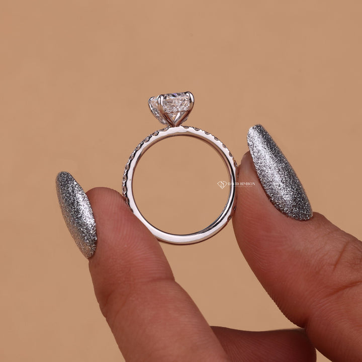 1.50CT-2.50CT Cushion Cut Hidden Halo Moissanite Diamond Engagement Ring