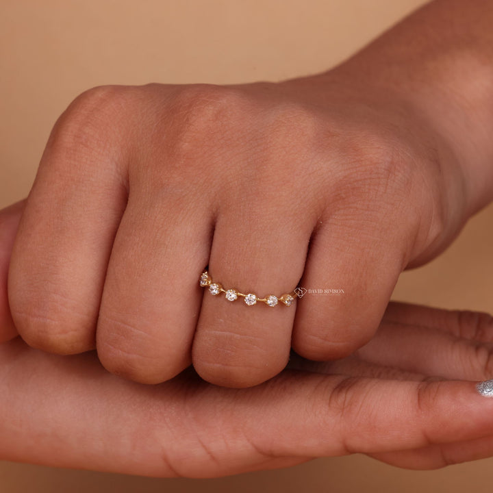 Round Cut Moissanite Diamond Petite Wedding Band