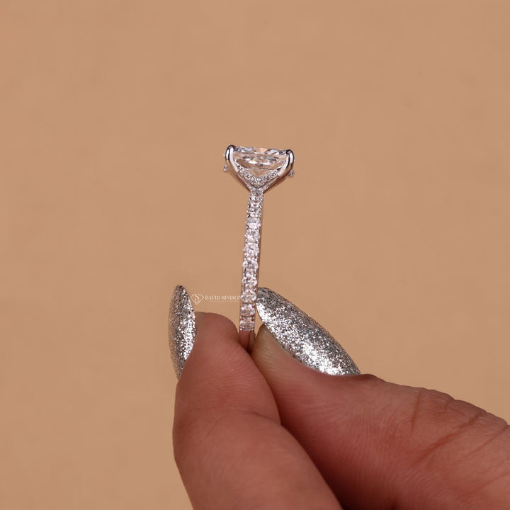 1.50CT-2.50CT Cushion Cut Hidden Halo Moissanite Diamond Engagement Ring